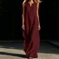 thumbnail image 2 of CHUMUD Robes d'Été pour Femmes Sans Manches à Col en V, Robe Maxi à Demi-Boutonnage, Coupe Ample Décontractée, 2 of 8