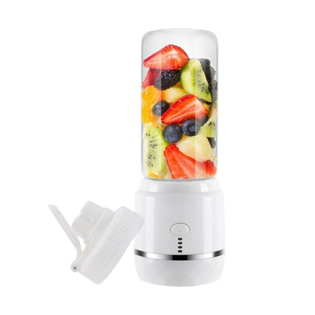 Xihbxyly Exprimidor Portátil, Recargable Por Usb, Gran Capacidad de 400 Ml, Cuchillas de Alta Velocidad de 360 Grados, Jugos y Batidos Frescos, Ideal para Viajes, Uso En La Oficina, Blanco, Azul, Fác