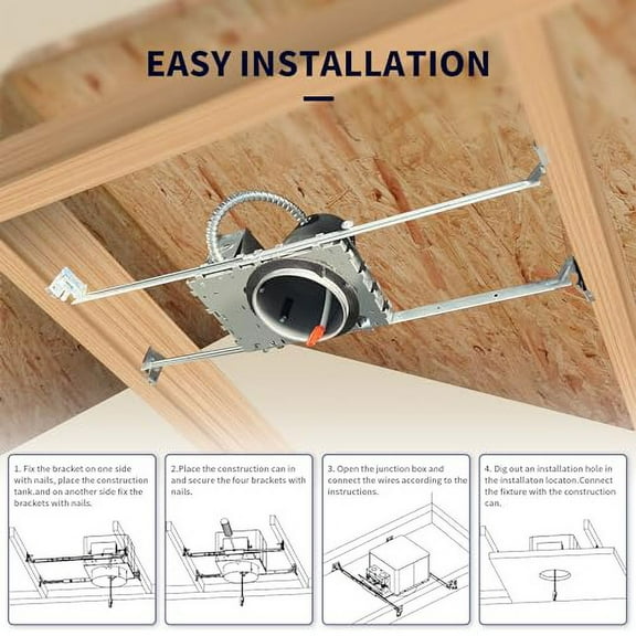 mw 24 Pack 6 inch Recessed Lighting Housing Can Light New Construction, Air Tight Ceiling Can with TP24 Connector 120-277V, IC Rated, UL, ETL Listed