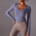 thumbnail image 3 of Jalioing Women's Athletic Crop Tops Breathable Long Sleeve Scoop Neck Yoga Shirts Casual Basic Sport T Shirt, 3 of 6