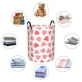 thumbnail image 6 of Balery Pink Hearts1 Round Laundry Basket with Handles Waterproof Freestanding Laundry Hamper for Clothes Toys in the Dorm and Family-Small, 6 of 8