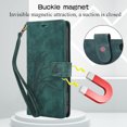 thumbnail image 6 of Wallet Case for iPhone 16, PU Leather Flip Protective Phone Case Wrist Strap Card Slots Holder Pocket Embossed Stand Full Body Protection Rugged Case Cover for iPhone 16, Green, 6 of 8