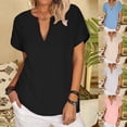 thumbnail image 5 of Pedymaquem Women Summer V Neck T-Shirt Blouse Ladies Short Sleeve Casual Basics Tunic Tops, 5 of 20