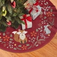 thumbnail image 3 of Burgundy Red Forest Wreath Vintage Christmas Tree Skirt Gorgeous for Xmas Party Ornaments Holiday Decoration Accessory 48", 3 of 6