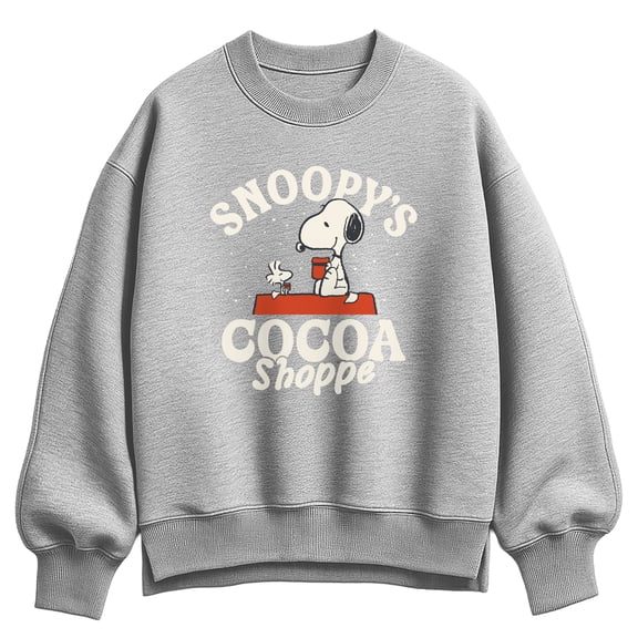 Peanuts - Snoopys Cocoa Shoppe - Women's Oversized Fleece Crew Sweatshirt