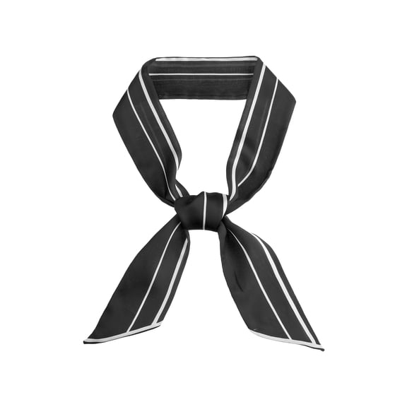 INSPIRE CHIC Women Striped Skinny Long Scarves, Contrast Color Satin Silky Neck Scarf Neckerchief Ribbon Hair Band 120x6cm/47.2x2.4 inches(LxW) Black