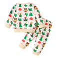 thumbnail image 6 of GCETTIC Pajamas For Girls Girls Cotton Blend Pajama Set Loose Long Sleeve Top Elastic Jogger Night Pants Green,9-12 Months, 6 of 9