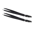 thumbnail image 2 of Pinzas para cejas de acero inoxidable negro, diseño ergonómico, 2 unidades, para maquillaje, 2 of 14