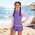 thumbnail image 5 of Cethrio Girls' Swimwear Rashguards, Long Sleeve Beach 2 Piece Tankini Tops and Swim Shorts Purple Size 15 T, 5 of 6