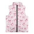 thumbnail image 4 of Xoenoiee Pink Bow Heart Print Stand-Up Collar Vest for Girls Sleeveless Outerwear Fuzzy Fleece Vest Lightweight Warm Zipper Jacket, 3T, 4 of 7