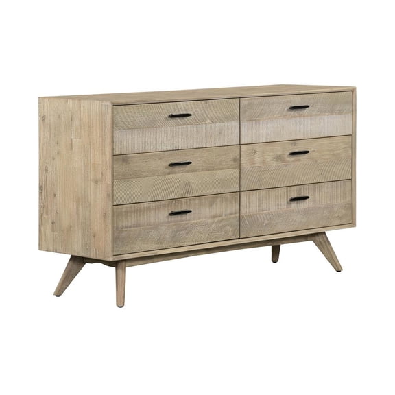 Armen Living Baly 6-Drawer Modern Wood Dresser in Sandblast Gray
