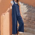 thumbnail image 7 of Women's Summer Sleeveless Bib Overalls Button Casual Loose Baggy Wide Leg Jumpsuits Romper with Pockets Womens Clothes, 7 of 7