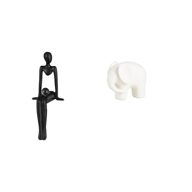 Figura de pensador abstracto,Escultura de estatua de pensador abstracto de resina,Figura de elefante,Estatua de elefante,figura decorativa de Feng Shui para el hogar,Figura coleccionable Figura
