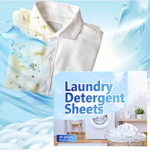 Concentrated Laundry Tablets 40-Count Strong Stain Remover Sheets Washing Detergent for All Fabrics Wash Safe