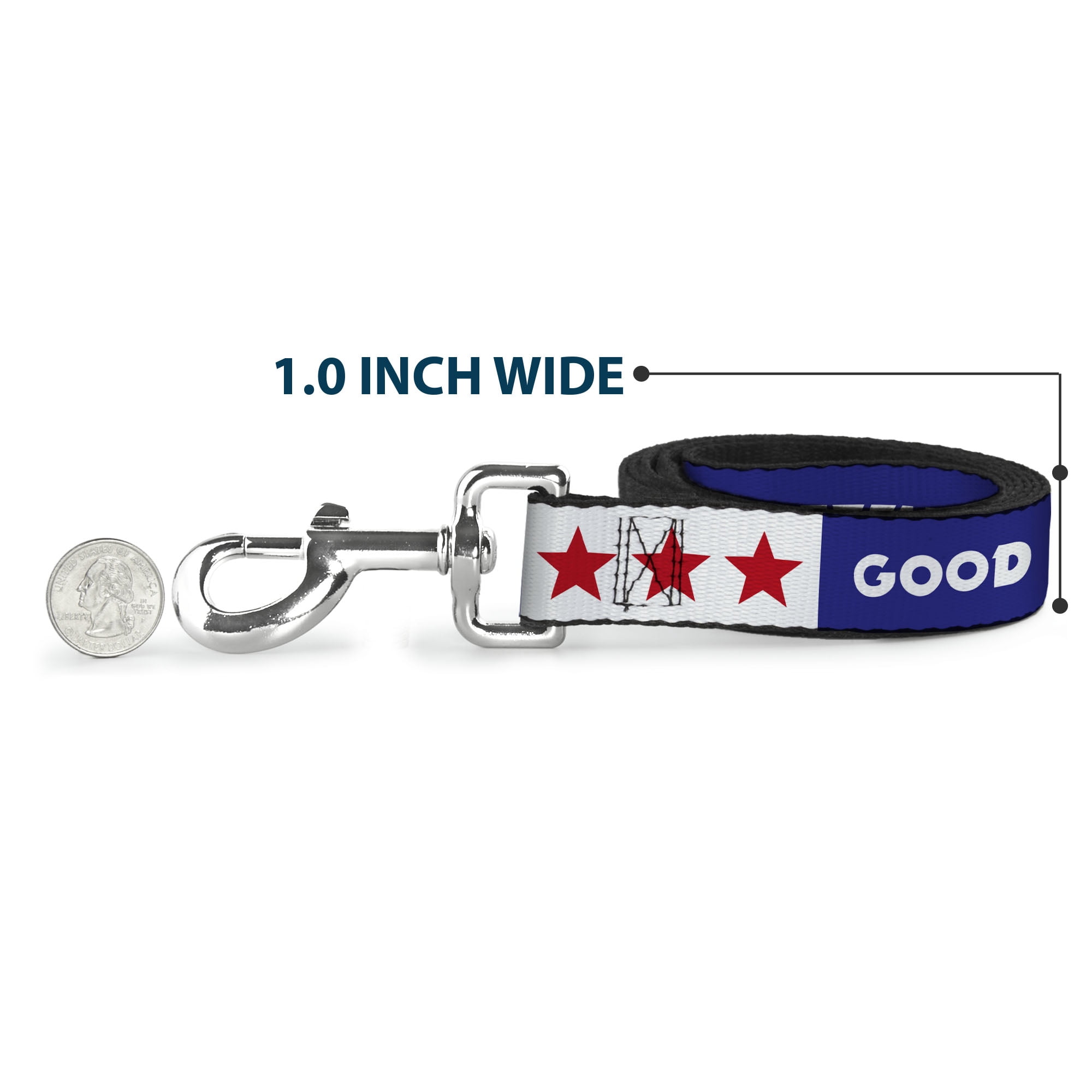 Grateful Dead Pet Leash, Dog Leash, Good Ol Grateful Dead Text and Stars Blue White Red, 6 Feet Long 1.0 Inch Wide