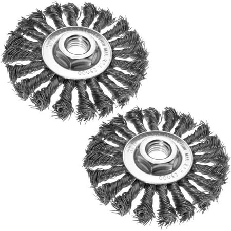 Katzco Rust/Paint Wire Wheel Remover - Pack Of 2-4 1/2 Inch Heavy Duty And Durable Knotted Wire Wheel - Removes Paint, Rust And Corrosion