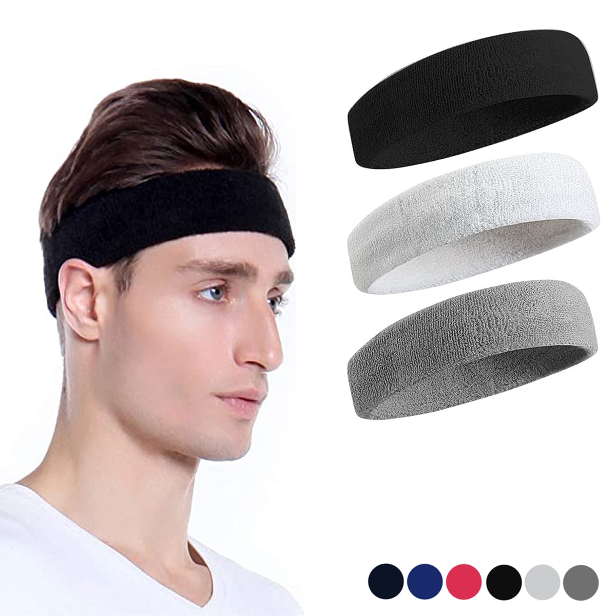 Elastic Sport Headbands Sweatbands 3pcs Ultra Soft Breathable Head