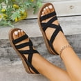 thumbnail image 7 of Flat Sandals for Women 2026 Comfortable Open Toe Wide Width Sandals Elastic Ankle Strap Walking Shoes for Women, 7 of 7