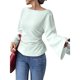 thumbnail image 1 of Camisas de Larga para Mujer, Tops Cortos de Otoño, Cuello , Mangas Acampanadas, Acanalados, con Cordones, Ropa Y2K Verde L, 1 of 8