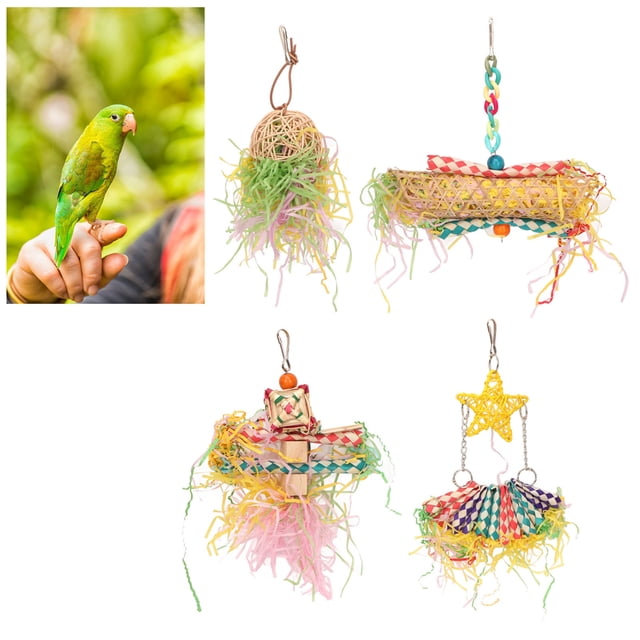 Juguetes Para Triturar Pájaros, Triturador De Loros, Juguetes De Forraje, Alivio De La Ansiedad Recargable, Colorido Decorativo Para Jaula De Mascotas