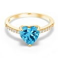 thumbnail image 2 of Gem Stone King 2.44 Ct Heart Shape Swiss Blue Topaz 18K Yellow Gold Plated Silver Ring, 2 of 5