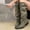 Gray, variant on Women Winter Slouchy Knee High Boots Pointed Toe Belt Buckle Hidden Wedge Tall Booties, Trendy Fashion Casual Dress Leather Shoes White 8.5(41)
