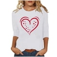 thumbnail image 2 of NTACZA Valentines Womens Tops Casual White 3/4 Sleeve Crewneck T Shirt Pullover Cute Loose Fit Womens Blouses 5X, 2 of 5