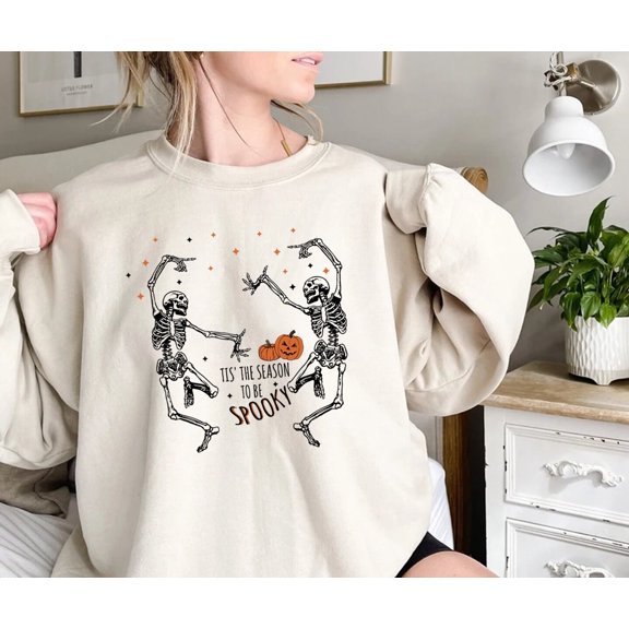 Velto Retro Happy Holiday Sweater, Vintage Spooky Season Shirt, Retro Fall Shirt, Dancing Skeleton Danceing, Happy Holiday Sweater, Tis The Season To Be All Size S-5XL