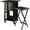 Coffee, variant on HomeStock 5-Piece Snack Table Set with Double Drop-Leaf Storage Table, 4 Folding Snack Tables, Grooved Slots, Solid Wood Design, and Rolling Casters-Color:Teak
