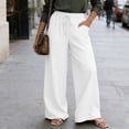 thumbnail image 2 of Enjoytime Womens Wide Leg Pants High Waist Drawstring Beach Trousers Summer Loose Casual Vacation Plus Size Pants, 2 of 8
