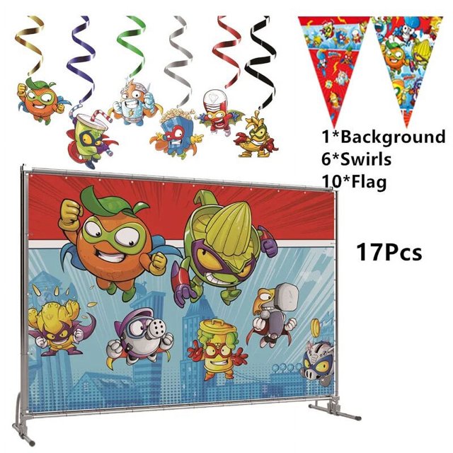 Superzings suministros para fiestas temáticas, juego de vajilla desechable, plato de papel, vaso de paja, suministros para fiestas, globos de látex, juguete Superzings