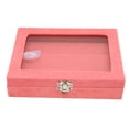 thumbnail image 4 of Estuche para exhibir alfileres, a prueba de polvo, con tapa de vidrio transparente y hebilla de bloqueo para colección de broches y joyas, color rosa pequeño., 4 of 14