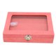 thumbnail image 5 of Vitrina de alfiler con tapa de vidrio transparente a prueba de polvo, caja de almacenamiento con hebilla de bloqueo para broche, colección de joyas, color rosa pequeño, 5 of 5