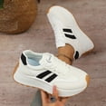 thumbnail image 5 of Women's Lace up Platform Sneakers 2026 Trendy Splice Suede Color Block Casual Walking Shoes Lightweight Non Slip Tennis Shoes White Size 8.5, 5 of 7