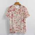 thumbnail image 3 of Floral Colorful Flower Women's Short Sleeve T-Shirt Crew Neck Casual Summer Trendy Loose Fit Tops, 3 of 6