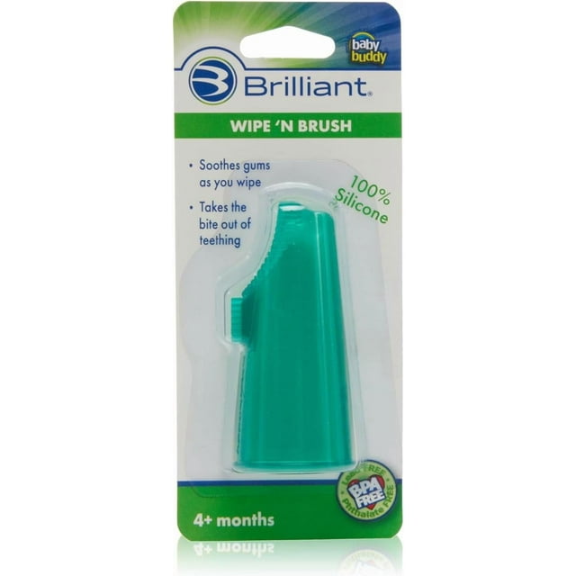 Brosse à Dents en Silicone Baby Buddy Wipe N Brush et Assistant pour Lingette Dentaire, Vert