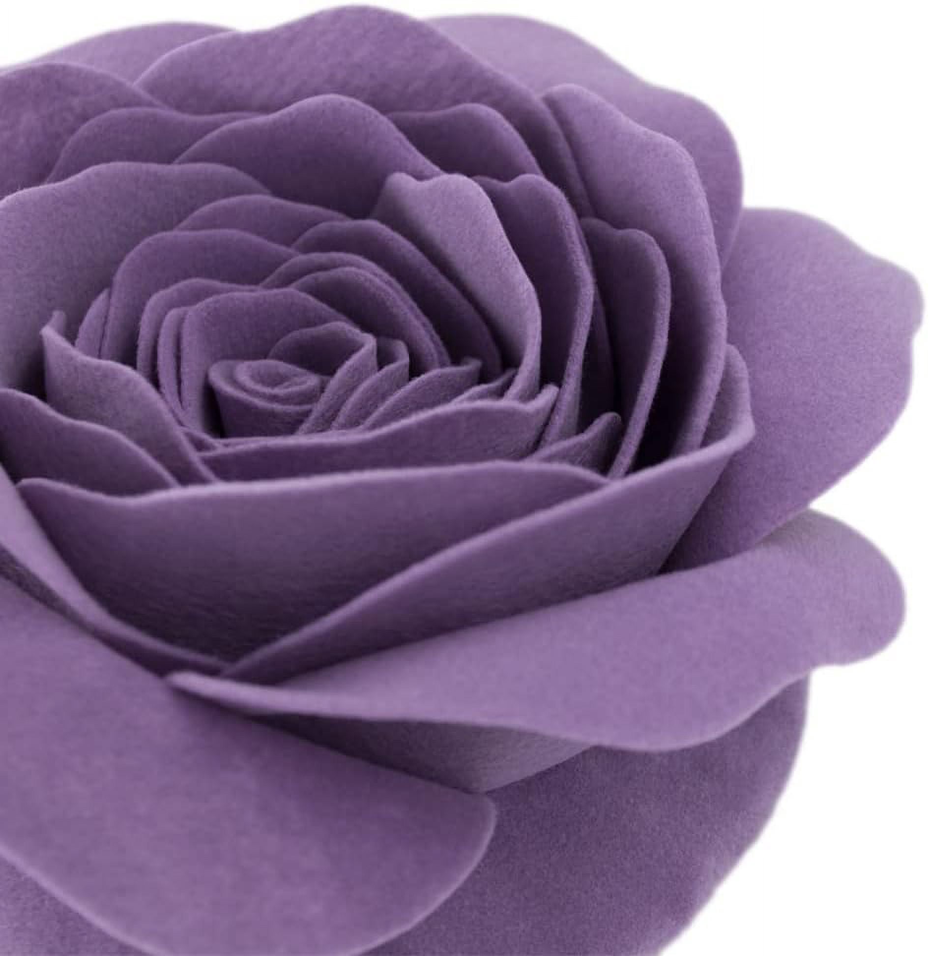 JWH 3D Round Decorative Handmade Valentine Flower Throw Pillow Covers with insert for Couch Bed Living Room Chair Bedroom 14 Inch Lilac