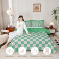thumbnail image 3 of Manfei Contemporary Grid Queen Comforter Set,Checkered Art Comforter Sets Queen,Green Pink,Light Gray Reversible,3 Pieces,1 Comforter and 2 Pillowcases,3 Pieces,1 Comforter and 2 Pillowcases, 3 of 7