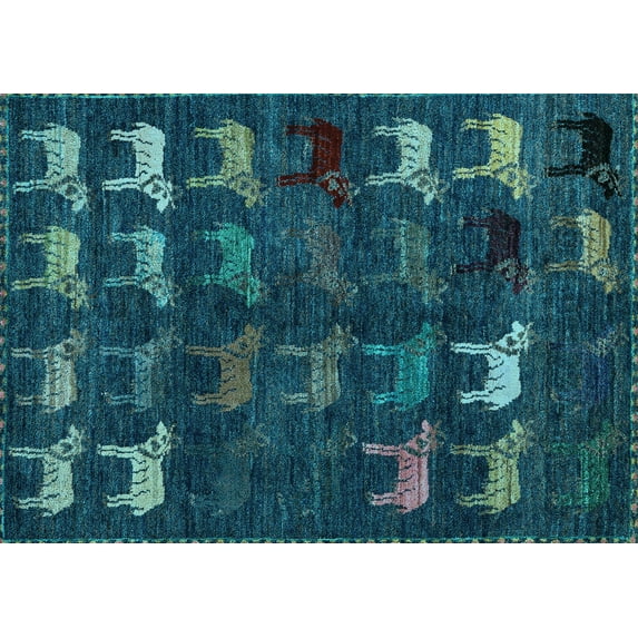 Ahgly Company Indoor Rectangle Abstract Light Blue Modern Area Rugs, 4' x 6'