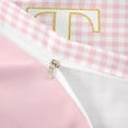thumbnail image 4 of Castle Fairy Plaid Gold Letter T Duvet Cover Set for Girls,Minimalist Geometric Grid Bedding Full,3-Piece,No Comforter,Pink Reversible, 4 of 6