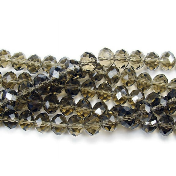 8x10mm 72 Beads 22" Smoky Glass Faceted Rondelle Beads For Jewelry Making