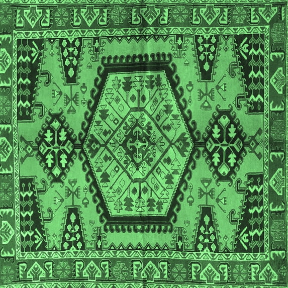 Ahgly Company Indoor Square Persian Emerald Green Traditional Area Rugs, 6' Square