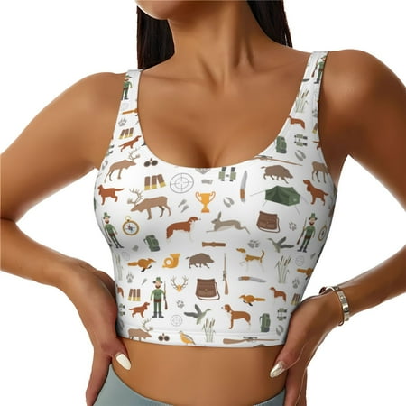 Jgfou Outdoor Living Print Womens Sports Bra - Padded Workout Sports Bras Crop Tank Top