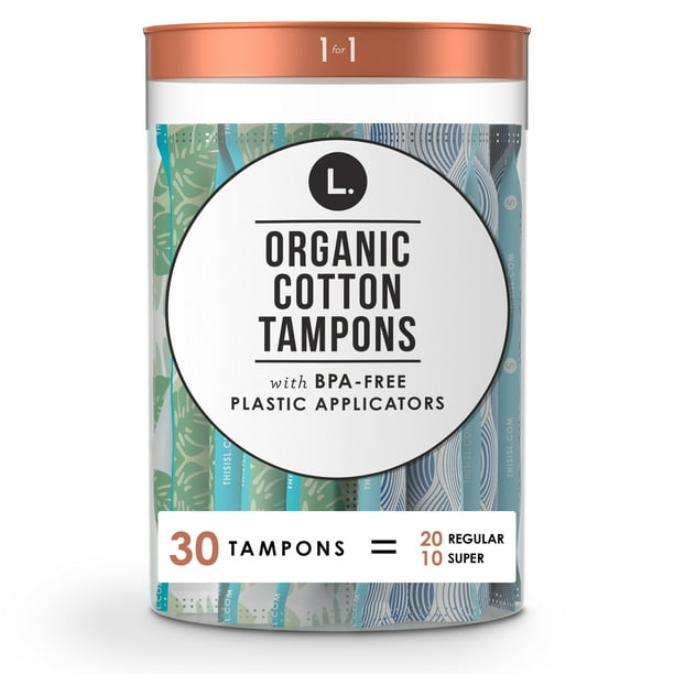 L. Organic Cotton Regular and Super Absorbency Tampons Multipack, 30