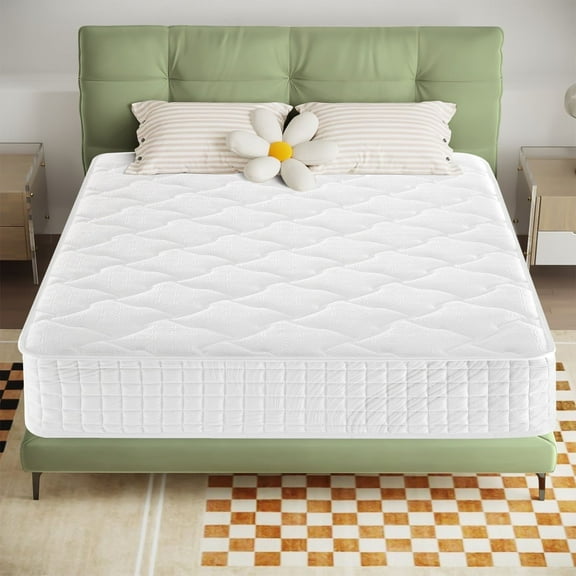VFD 10 inch Hybrid Mattress, Twin, Fiberglass Free, Medium Firmness, Durable Support, Certified Safe Foams Fabric, Mattress in a Box, White