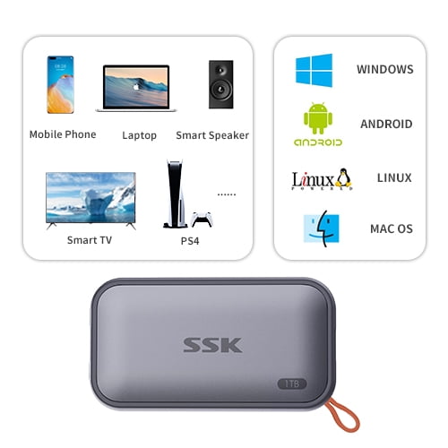 SSK Portable SSD 500GB External Solid State Drives, up to 1050MB/s USB C SSD External Hard Drive USB 3.2 Gen2 for iPhone 15/Pro, Windows, Mac, Android Phones and Tablets
