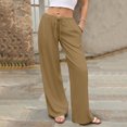 thumbnail image 2 of Wide Leg Palazzo Pants for Women Drawstring Elastic Waist Solid Pants Causal Summer Beach Vacation Pants, S, 2 of 6