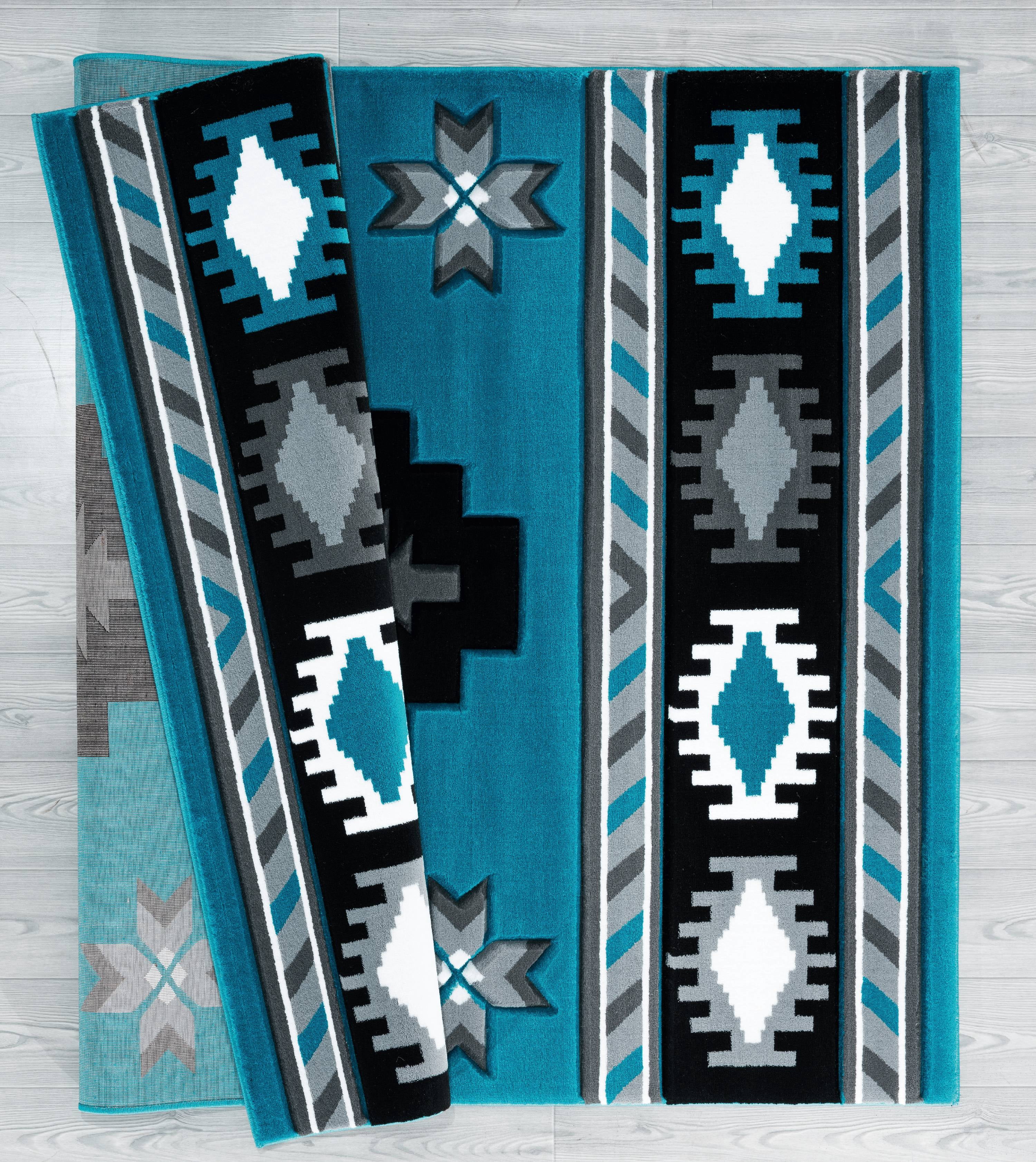United Weavers Drachma Volos Southwestern Geometric Area Rug, Turquoise, 5'3" x 7'6"