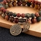 thumbnail image 3 of Pulsera de piedras naturales - pulsera de perlas naturales para mujer - Conjunto de dos pulseras con árbol de la vida y accesorios de hojas, 3 of 4