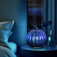thumbnail image 6 of Glass Pumpkin Lantern, LED Halloween Decor, Timed Energy-Efficient Blue Glass Pumpkin Lantern with Hot Selling LED Lights, Stylish Fall Centerpiece and Gift Idea, 6 of 8